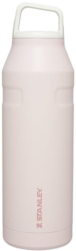 Stanley IceFlow Wasserflasche mit Deckel und Tragegriff, 1,5 l, breiter Öffnungsdeckel, leicht und auslaufsicher, für Reisen und Sport, isolierter Edelstahl, BPA-frei, Rosenquarz-Glimmer