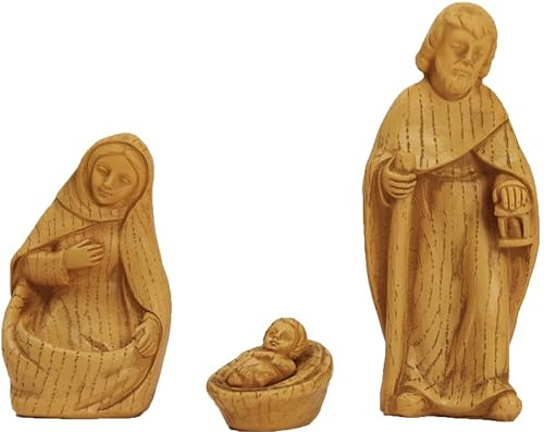 FADEDA 4X Heilige Familie modern, Holzoptik/Höhe:10 cm/handbemalt/detailgetreue Krippen Figuren - Weihnachten Tisch Dekoration Krippe Zubehör