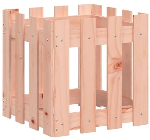 vidaXL Pflanzkübel, Blumenkübel mit Lattenzaun-Design, Pflanzkasten Übertopf für Garten Terrasse, Blumentopf Blumenkasten, 40x40x40cm Massivholz Douglasie