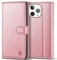 Kuafcase Compatible for iPhone 13 Pro Max Case with 4 Card Slots Magnetic Closure Kickstand Shockproof Protective Phone Case Compatible for iPhone 13 Pro Max - Rose Gold