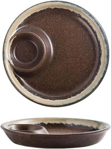 Serviertablett, Geteilte Speiseteller, Stil-Set mit 2 Keramik-Chip- und Dip-Schalen, Dip- und Chips-Servierschale, Chip-Dip-Servierplatte, passend for Sushi, Knödel, Snacks – B (Color : C)