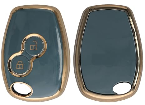 kwmobile Autoschlüssel Hülle kompatibel mit Renault Dacia 2-Tasten Autoschlüssel - Schlüsselhülle Silikon Cover - Grau Gold