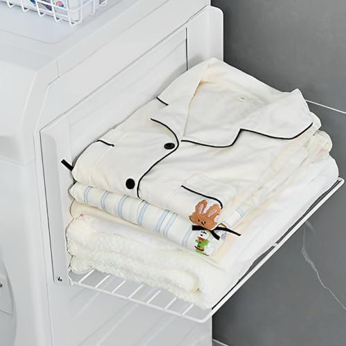 ROLIZOE Scaffale portaoggetti magnetico multiuso, salvaspazio, per lavatrice, frigorifero e bagno, pieghevole, per lavanderia e lavandino, colore: bianco