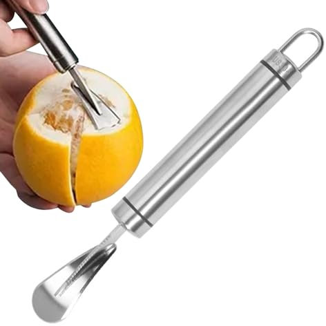 Veeteah Orangenschäler, Edelstahl Grapefruit Messer, Orangen- und Zitrusschäler aus Edelstahl mit gebogener Kante, Pomelo Zitrus-Schäler Cutter Gemüseschäler Küchenhelfer