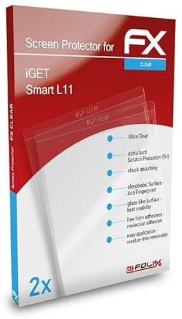 atFoliX Schutzfolie kompatibel mit iGET Smart L11 Folie, ultraklare FX Displayschutzfolie (2X)