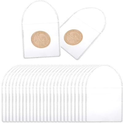 YOYEAH Lot de 50 pochettes transparentes en PVC pour pièces de monnaie, médailles, badges et bijoux. Idéal pour le rangement et la protection des pièces de collection.