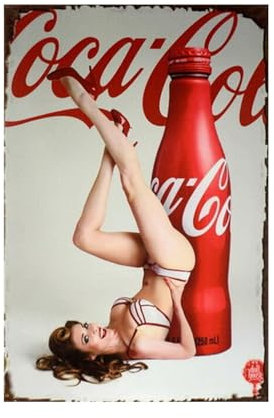 Xanovir Coke Blechschild, Metallposter, Vintage-Wanddekoration, Coca Cola Hot Girl, für Kneipen, Restaurants, Cafés, Clubs, Schild, Männerhöhle, Wand, 20,3 x 30,5 cm