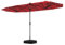 COSTWAY Sombrilla Terraza Exterior Doble 4x2m, Parasol Terraza Exterior con Luces Solares, con Manivela y Base de Sombriila, Sombriila jardin Terraza Piscina Playa(wine)