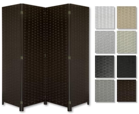HEXIM Paravent 180x180 cm - Trennwand 4-teilig klappbar für Innenbereich - Büro Heimbüro Privatsphäre Raumtrenner Stellwand freistehend (LR187-coffe)