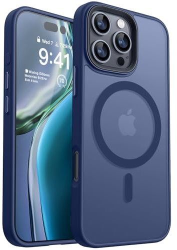 CANSHN Magnetisch für iPhone 16 Pro Hülle für MagSafe [TOP Magnetische Adsorption] [Militärschutz] Schutzhülle Samtige Touch Matt Anti-Kratzen Handyhülle iPhone 16 Pro Case, Dunkelblau
