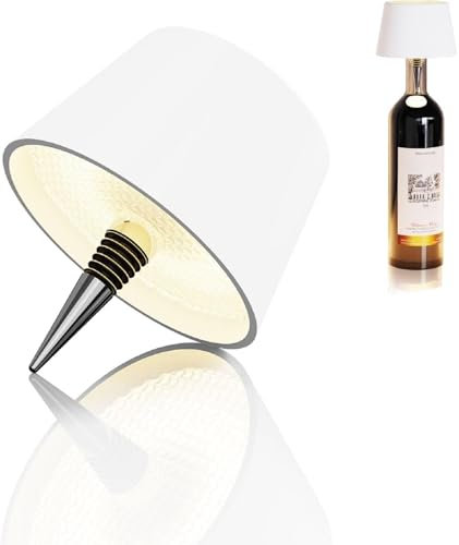 Lampada da Tappo per Bottiglia Ricaricabile, LED Senza Fili Regolabile, Dimmerabile Con 3 Temperature di Colore (3000K, 4500K, 6500K)