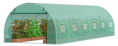 VEVOR Serra a Tunnel Walk-in, Serra per Piante a Tunnel con Pellicola 890x295x198 cm con Telaio in Acciaio zincato, Copertura in PE Verde, Porta con Cerniera avvolgibile e 12 finestre Esterne