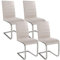 Juskys Freischwinger Schwingstuhl Vegas 4er Set - 4 Esszimmerstühle mit Rückenlehne, Küchenstühle aus Metall & Cord - Stühle modern für Esszimmer, Wohnzimmer & Küche - Beige