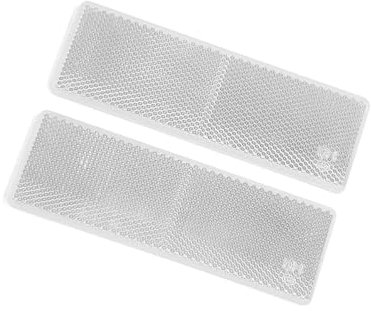 INFINAUTO 2 reflectores adhesivos de placa reflectante blanca de 145 mm x 50 mm para coche, material duradero, diseño elegante