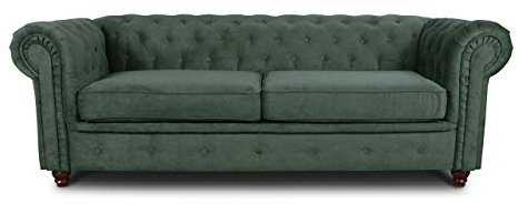 Easy4You Chesterfield Grün 3-Sitzer Sofa Sofas für Wohnzimmer Sofagarnituren mit Holzfüße Set Sofas & Couches Capri 74