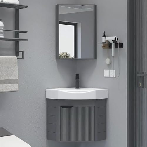 GLMGBP Kleine Waschbecken für kleine Räume, Eckwaschbecken, Wandwaschbecken, mit Aufbewahrungs-Waschbecken-Kombination aus Keramik, für die Küche zu Hause, die Terrasse (47 x 47 cm)