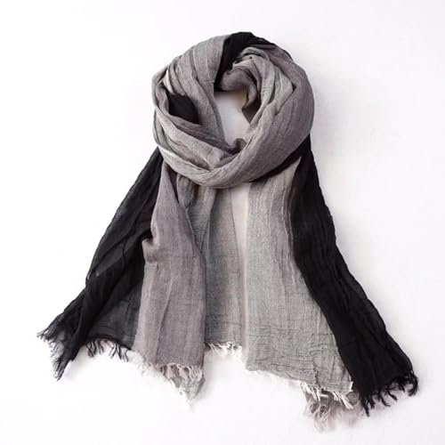 Schals Tücher Halstuch Scarf Patchwork Herren Schal Baumwolle Leinen Herbst Winter Herren Schals Warm Halstuch Casual Männlich Bufandas Schals Schwarzgrau