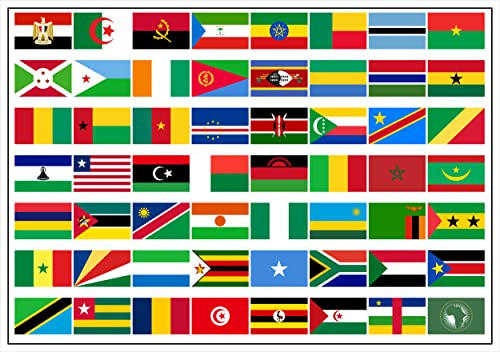 Daged Afrika Flaggen Fahnen Set Alle Länder Aufkleber Karte Sticker-Bogen - PKW Auto Fahne Flagge Decal ALL