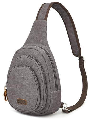 S-ZONE Unisex RFID Crossbody Sling Rucksack Wasserabweisendes Canvas Mittelgroße Brusttasche Schulterrucksack Umhängetasche zum Wandern Outdoor Sports Reise