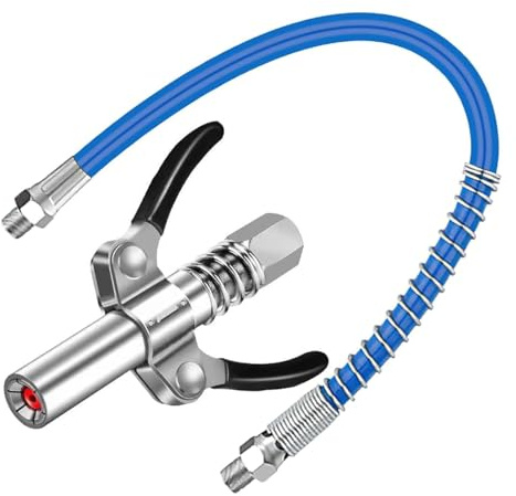 YANGWEN Fettpresse Mundstück, Doppelgriff G Coupler mit 30cm Schlauch Fettpresse Kupplung für Kegel-Schmiernippel Fettpresse für Alle Arten von Fettpressen