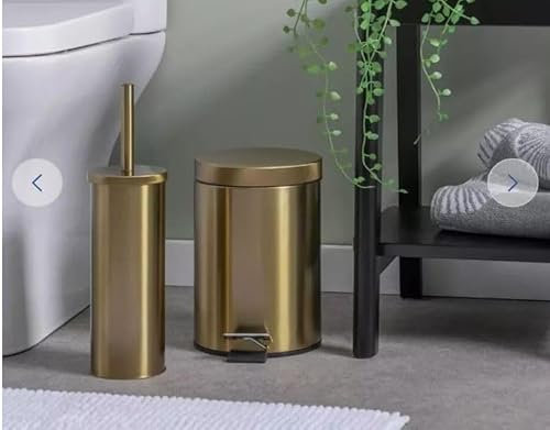 New Shinny 2pc of Gold Pedal Bin with 3 Liters Capacity and Metal Toilet Brush Holder