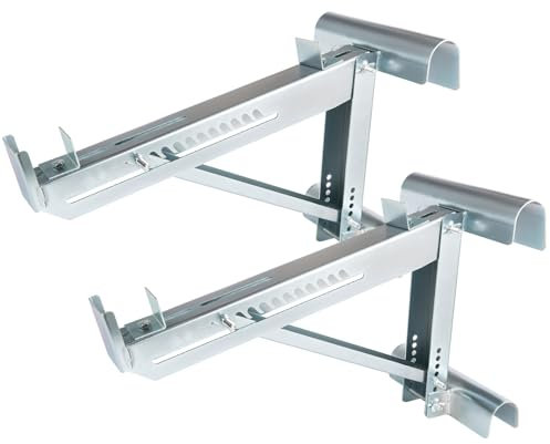 Ladder Jacks Scaffold Bracket, Two-Rung Silver Short Body Ladder Jack Tool, Aluminum Ladder Scaffold for Stages up, Withstand 264 LBS (20-inch Width)