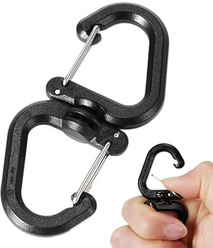 Mosquetón de Doble Clip, Clips de Doble, Clips de mosquetón para Mochila, Clip de Bloqueo Multifuncional al Aire Libre, Clips de Gancho de Mochila portátiles con articulación giratoria de 360