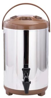 FonHNDG Milchtransportfass 6L Heiß- und Kaltwasserspender mit großer Kapazität Edelstahl-Innenfutter Doppelschicht-Isolierung Kaffeemilchspender Thermoskanne(Silver)