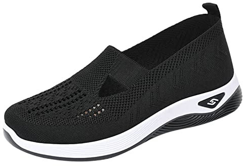 Save 5 Percent Off 4 Items Women's Trainers Wide Fit Wedge Running Sneakers Casual Fashion Non Slip Jogging Shoes Lightweight Low Top Slip on Orthopedic Neuropathy Shoes for Women Black 5