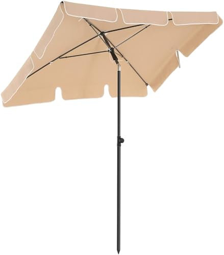 Helloshop26 Parasol de Balcon rectangulaire 2 x 1 25 m Protection UPF 50 ombrelle Toile avec revêtement Sac de Transport terrasse Jardin sans Socle Taupe 12_0000800