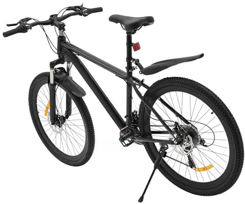 ATIVLB 26 Zoll Mountain Hardtail Mountainbike, Erwachsenenfahrrad, rutschfeste Reifen, Gepäckträger, 21-Gang-Schaltung, leistungsstark und wendig, Bruttogewicht 17 kg, schwarz