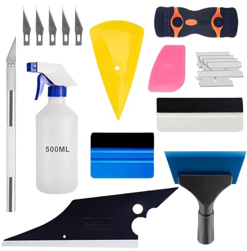 19Pcs Car Window Tint Kit, Vinyl Wrap Tools with Squeegee Blades | Professional Window Tinting Application Set, Spray Bottle & Precision Craft Cutting Tool Kit for Auto Film Installer DIY