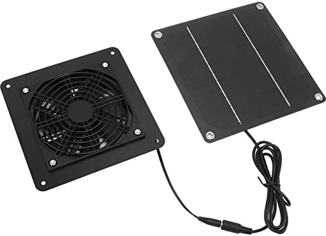 EMUKOEP 10-W-Solarpanel-Lüfter-Kit, Hochgeschwindigkeits-Solarpanel-Lüfter mit 150-cm-Kabelschutznetz für Gartenhaus-Gewächshaus