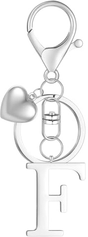 MWOOT Porte-clés Lettre Initiale Pendentif, Argent Lettre Keychains Keyring, Porte Clef Voiture, Initial Nom Porte-clés Acier Inoxydable