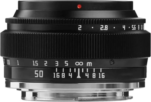 lentille, Compatible avec Les appareils Photo Sony à Monture E A7, A7II (A7M2), 50 mm F2, Mise au Point Manuelle, Objectif à focale Fixe Plein Format, Z, XF, L, RF et M43(Z)
