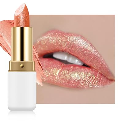 Shimmer Lipstick, Metallic Glitter Lip Gloss, Waterproof Lipgloss for Women | Waterproof Lipstick, Long Lasting Frosted Lipgloss, Shiny Non-sticky Lip Stain, Thanksgiving Christmas Lip Makeup for Women
