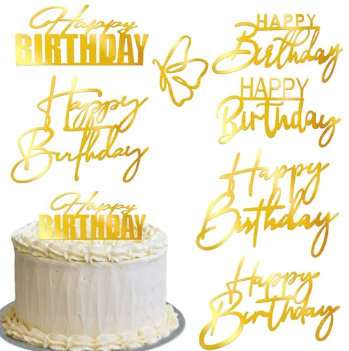 7 Stück Geburtstag Tortendeko Happy Birthday Cake Toppers Acryl Kuchen Deko für Baby Dusche Jahrestag Geburtstag Party Kuchen Dekoration