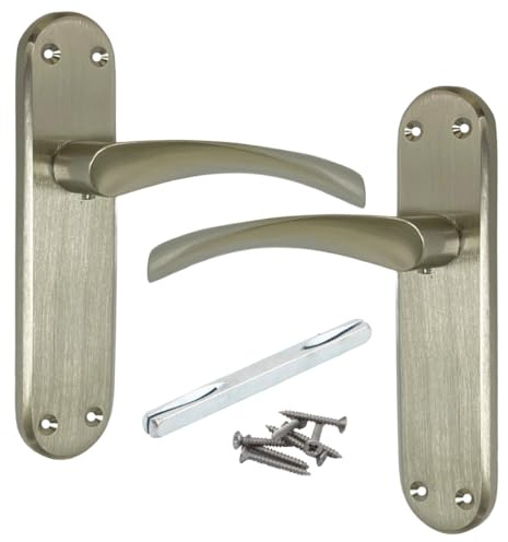 Betley Butterfly London Astrid Twist Door Handle, Satin Nickel, Lever on Backplate Latch Handles, 179mm x 40mm with Fixings