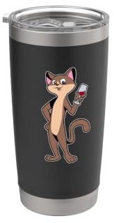 Gato cómico disfrutando de una copa de vino - Wine Drinker Vaso térmico de acero inoxidable de doble pared
