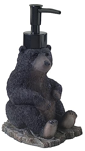 Avanti Linens - Seifenspender/Lotionspumpe, Harz-Arbeitsplattenzubehör, Tier-Badezimmer-Dekor (Black Bear Lodge Collection)