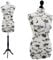 LUCCESI | Schneiderpuppe | zum Probierpreis! | Größen S - XL (Female ♀) | Torso Size: XL (44-46) | Wechselbezug Creme-Weiss/florales Muster (schwarz) | Standfuss schwarz | Damen - Schaufensterpuppe