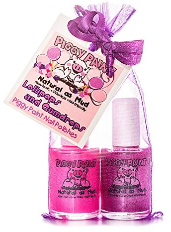 Piggy Paint Non-toxic Girls Nail Polish - Safe, Chemical Free - Lollipops & Gumdrops (2 Pack)