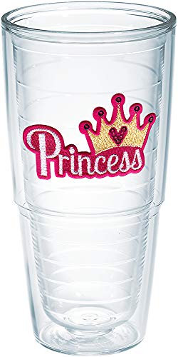 Tervis Princess-Sequins - Vaso aislado de doble pared fabricado en Estados Unidos, 24 onzas, sin tapa, transparente