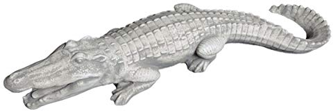 gartendekoparadies.de Reptil Krokodil, Steinfigur, H. 13 cm, 10 kg, Grau, frostsicher aus Steinguss für Außenbereich