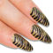 Bling Art Almond False Nails Fake Stiletto Glitter Gold Black 24 Long Tips Glue