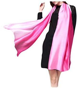 UK_Stone Muttertag Geschenk Damen Luxus Einfarbig Farbverlauf Schal Halstuch Gross Glaenzend Abendkleidung Stola (Pink Fuchsia)