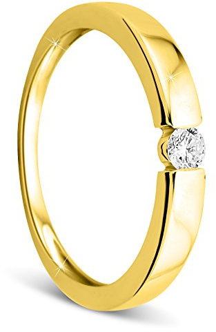 Orovi Damen Verlobungsring Gold Solitärring Diamantring 9 Karat (375) Brillianten 0.10crt GelbGold Ring mit Diamanten