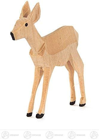Rudolphs Schatzkiste Holztier REH geschnitzt stehend Höhe = 6,5cm NEU Erzgebirge Miniatur Waldtier