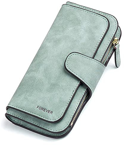 ANYWN Damen Vintage Geldbörse, Lange Portemonnaie mit Große Kapazität, Elegante und Süße Damen Geldbeutel Grün