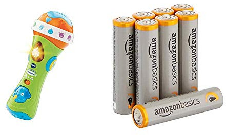 Vtech Baby 78763 Sing Along Refresh Microphone - Multi-Colour & Amazon Basics AAA Performance Alkaline Batteries [Pack of 8] - Packaging May Vary